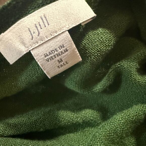 J.Jill Green Linen Blend Sweater Dress, Size Medium Tall - Picture 6 of 7